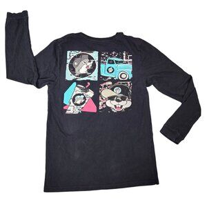 Unisex Adults Buc-ee's Black Long Sleeve T-Shirt Small 4 Square Truck Blue Pink